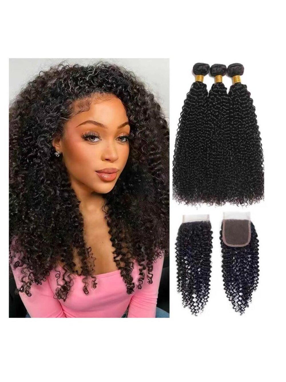 NEW Brazilian Virgin Human Hair Bundle 14 16" 18" 12 4x4 Lace Closure Extensions